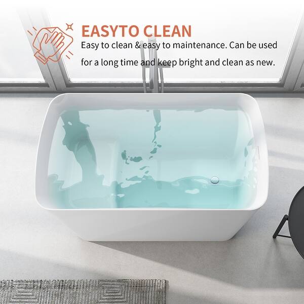 Mokleba 47'' Acrylic Small Freestanding Tub Soaking Bathtub /With Built